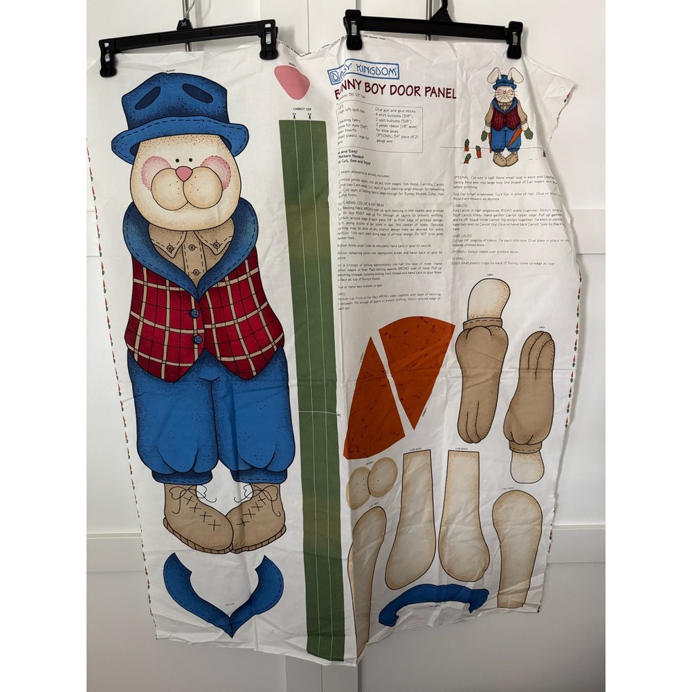 Daisy Kingdom Bunny Boy Door Panel Vintage Sewing Fabric Panel‎ 36.5 Inch Plush